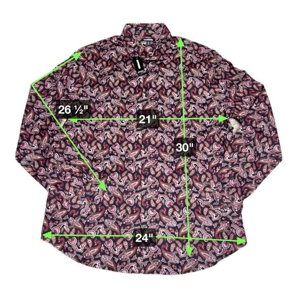 Express Dress Shirt Mens XL Red Paisley Print Slim Fit Button Up NEW Floral Y2K - Picture 5 of 6